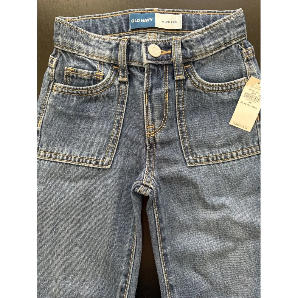 NWT Old Navy Toddler Wide-Leg Jeans Size 3T Blue 100% Cotton Denim